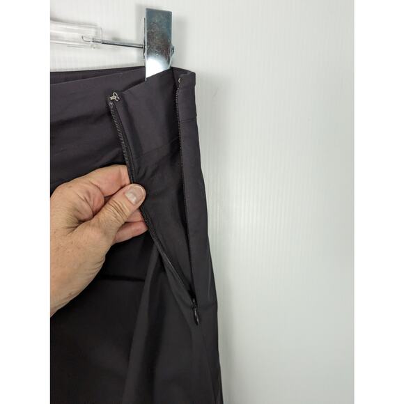 Trouve Black Midi Skirt Ruched Front Faux Zipper Slight Hi Low Size XL - Picture 7 of 8